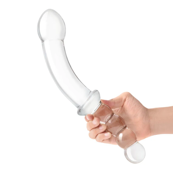 Glas Toy 12.5 Inch Girthy Double-Sided Dong with Anal Bead Grip Handle | Le Wand Glas Toy 12.5 Inch Girthy Double-Sided Dong with Anal Bead Grip Handle | Le Wand