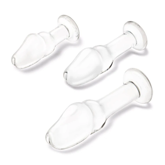 Glas Toy 3-Piece Helmet Head Glass Butt Plug Set | Le Wand