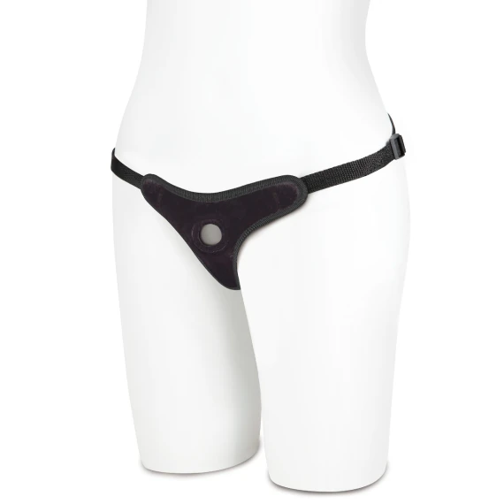 Lux Fetish Fully Adjustable Unisex Black Velvet Bikini Strap-On Harness with Satin Blindfold
