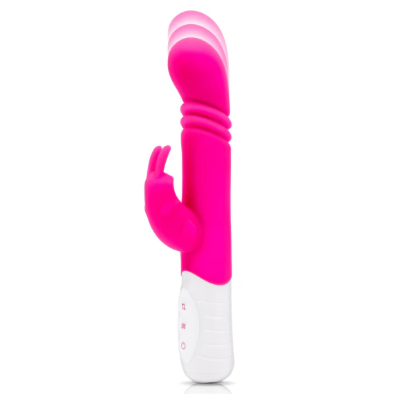 Rabbit Essentials Pink Thrusting Slim Shaft Vibrator with Throbbing Function