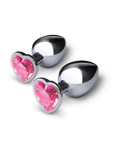 Jewel Heart Metal Butt Plug Training Set