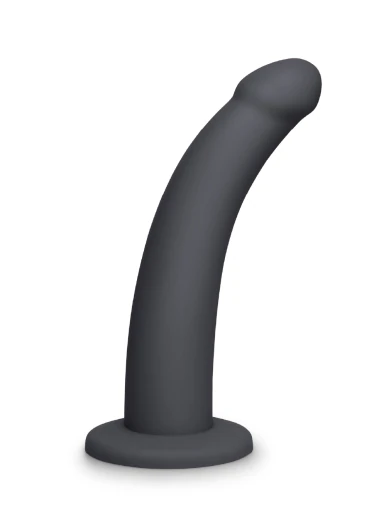 7" Black Curved Silicone Dildo