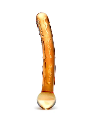 7.5” Orange Tickler Glass Dildo