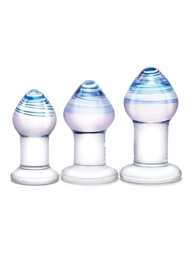 pleasure droplets 3 piece glass anal training kit