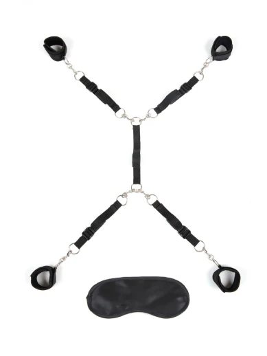 Bed Spreader 7 Piece Under Mattress Restraint - Black