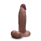 slipskin realistic silicone dildo - 9" girthy brown