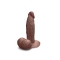 slipskin realistic silicone dildo - 6" girthy brown
