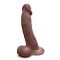 slipskin realistic silicone dildo - 10" curvy brown