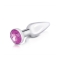thick silver metal anal plug with purple crystal stone