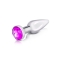 thick silver metal anal plug with purple crystal stone