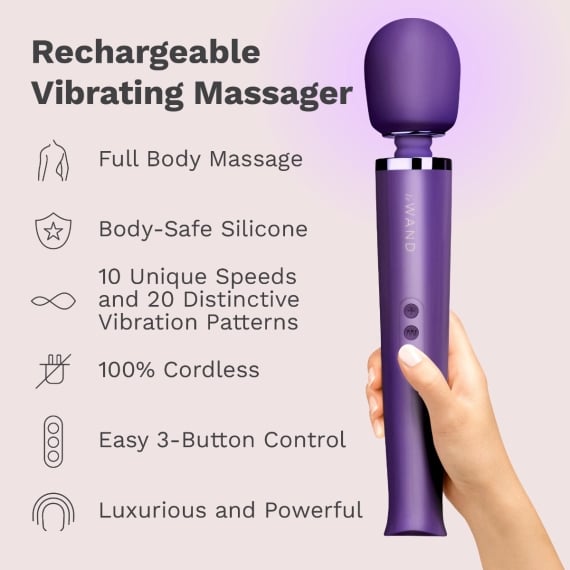 Vibromasseur Love Wand Rechargeable YOBA Wandy - Violet, Silicone, Imperméable, Multivitesses (Neuf)