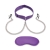 Lux Fetish Purple Collar & Nipple Clamps with Satin Blindfold