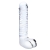 Glas Toy Eight Inch Realistic Ribbed Glass G-Spot Dildo with Balls