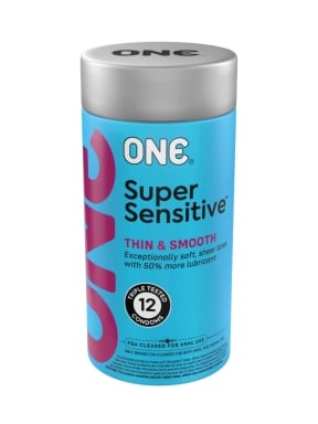 ONE Super Sensitive Thin & Smooth 12 Count Lubricated Latex Condoms