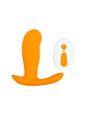 Creamsicle Silicone Rechargeable Wearable Vibrator with Remote Control