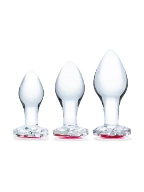 3-Piece Heart Jewel Glass Anal Training Set
