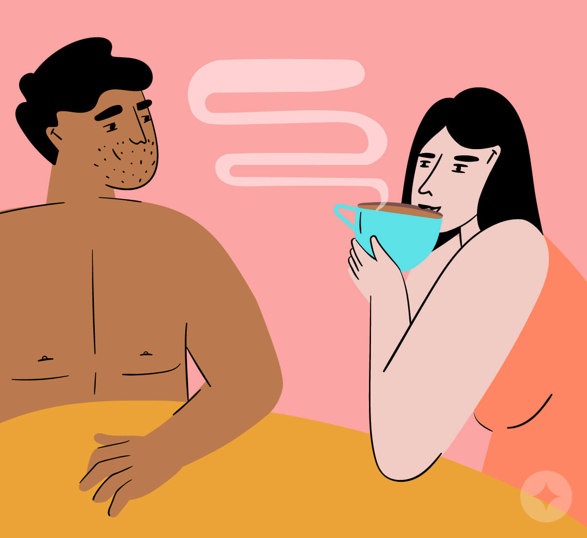 A creative temperature play idea is to use hot drinks to warm up your mouth and then pleasure your partner