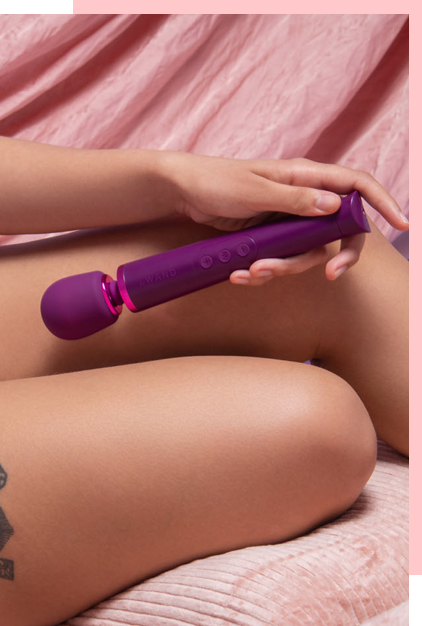 Le Wand Petite Rechargeable Vibrating Massager in Blue, Rose gold, and Violet