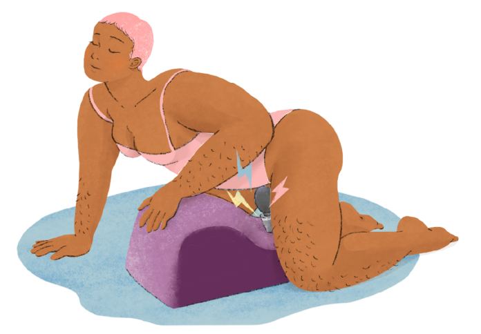 Woman using a Liberator Wanda Toy Mount